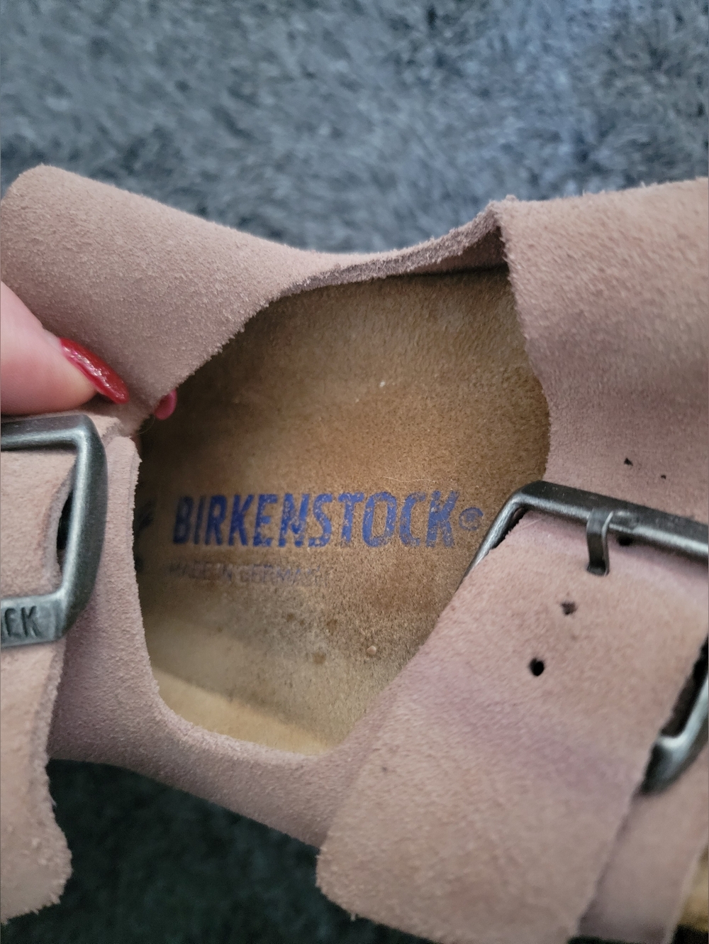 Birkenstock Double Strap Suede Sandals in Light Mauve - Picture 4 of 8